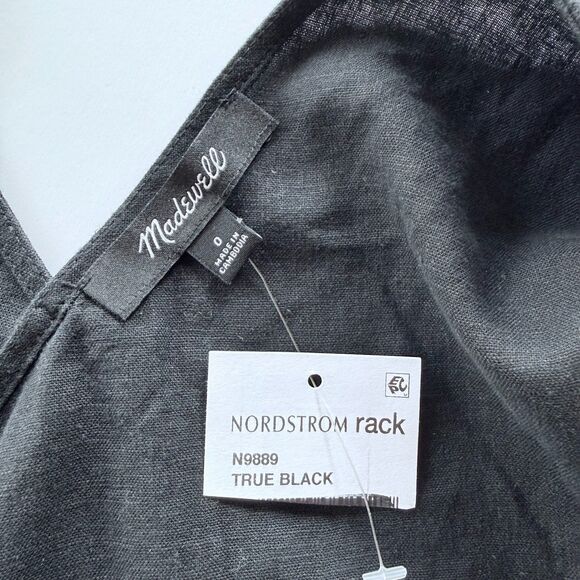 NWT Madewell Linen-Blend Cross-Back Sleeveless Top in True Black Size 0 - Picture 9 of 13